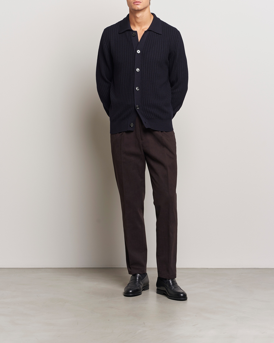 Men | Sweaters & Knitwear | Altea | Rib Wool Cardigan Navy