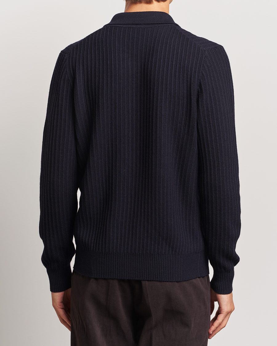 Men | Sweaters & Knitwear | Altea | Rib Wool Cardigan Navy