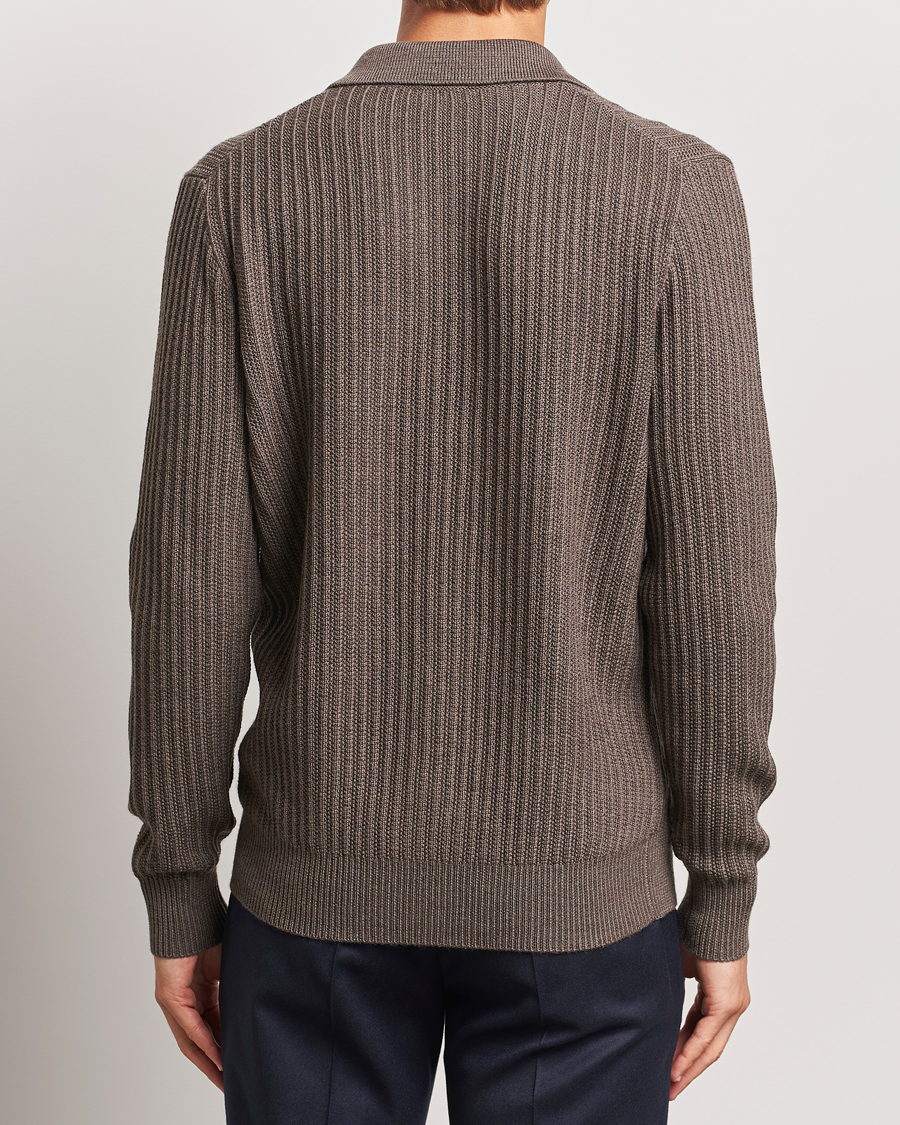 Men | Sweaters & Knitwear | Altea | Rib Wool Cardigan Taupe