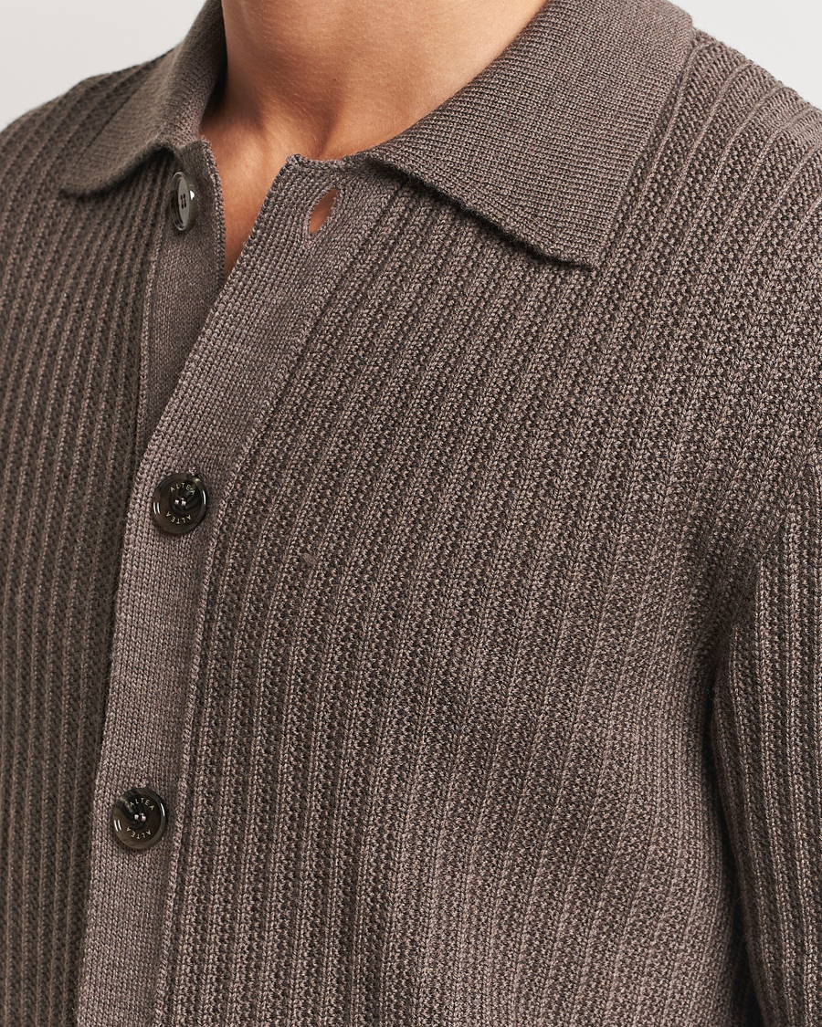 Men | Sweaters & Knitwear | Altea | Rib Wool Cardigan Taupe