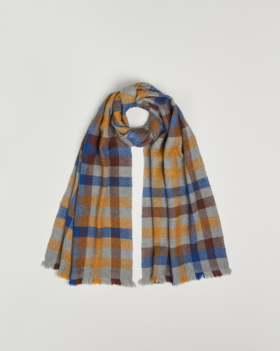 Men | Scarves | Altea | Check Wool Scarf Yellow/Beige