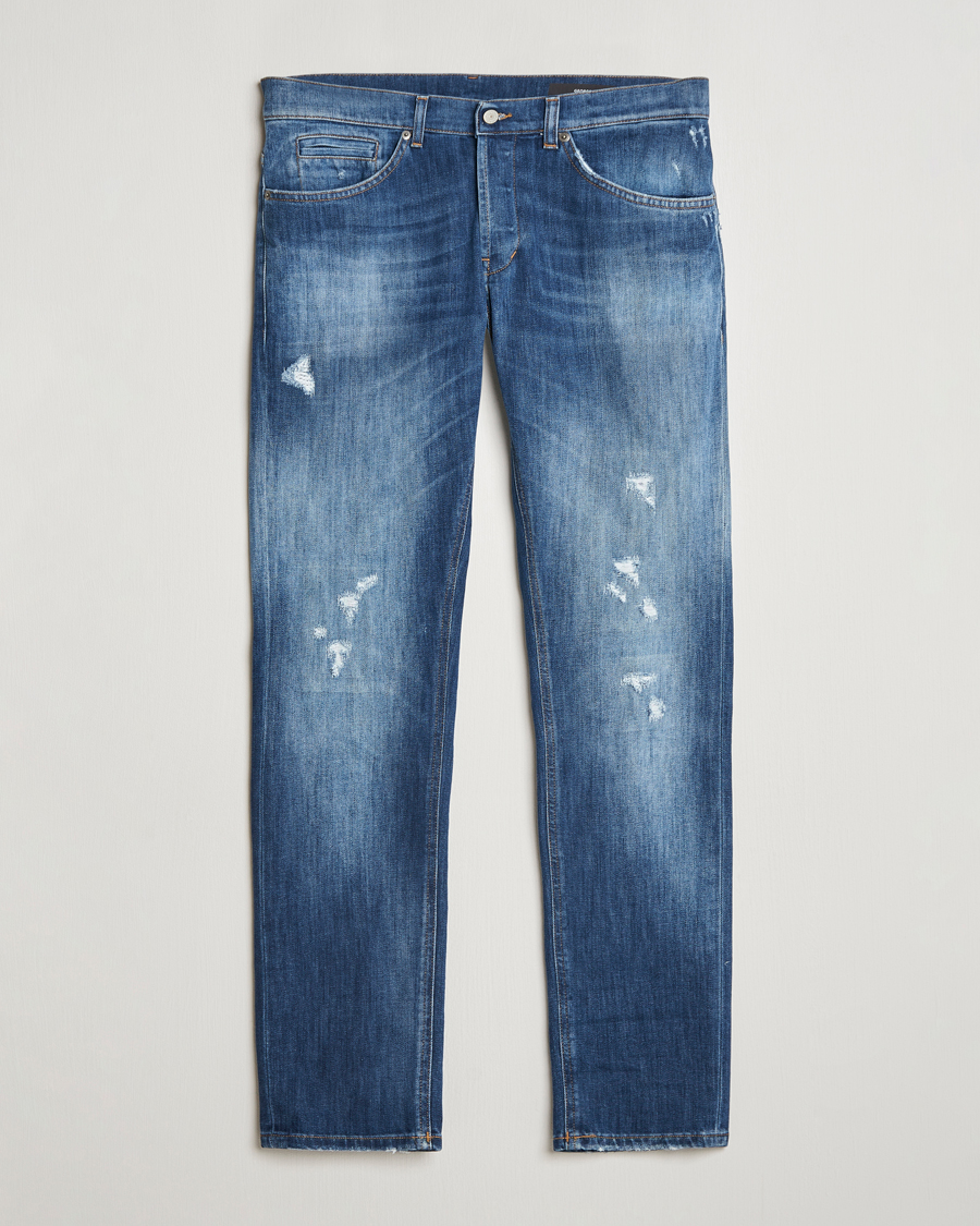Men | Jeans | Dondup | George Light Distressed Jeans Medium Blue