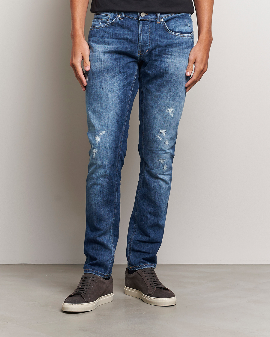 Men | Jeans | Dondup | George Light Distressed Jeans Medium Blue