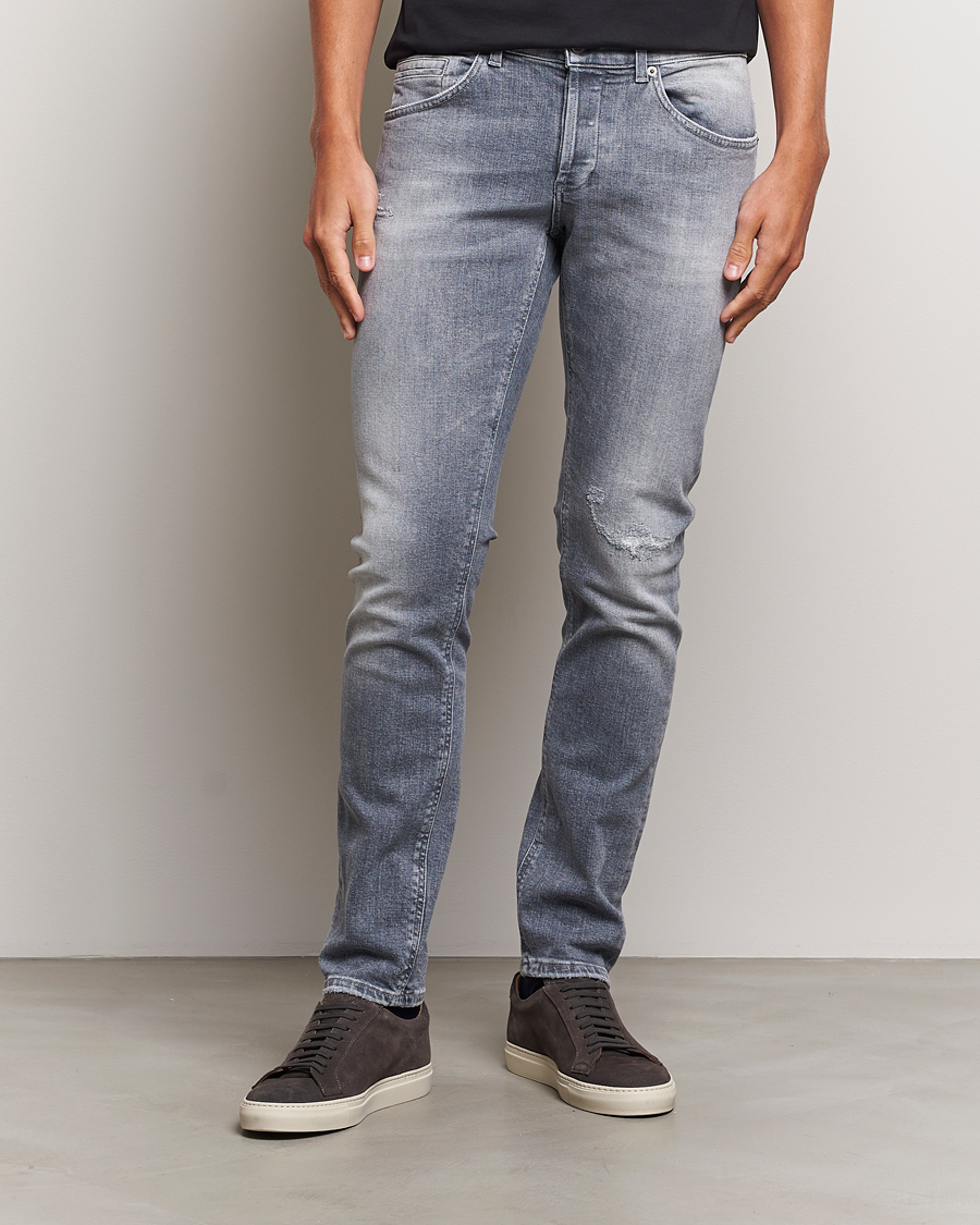 Men | Jeans | Dondup | George Light Distressed Jeans Light Grey