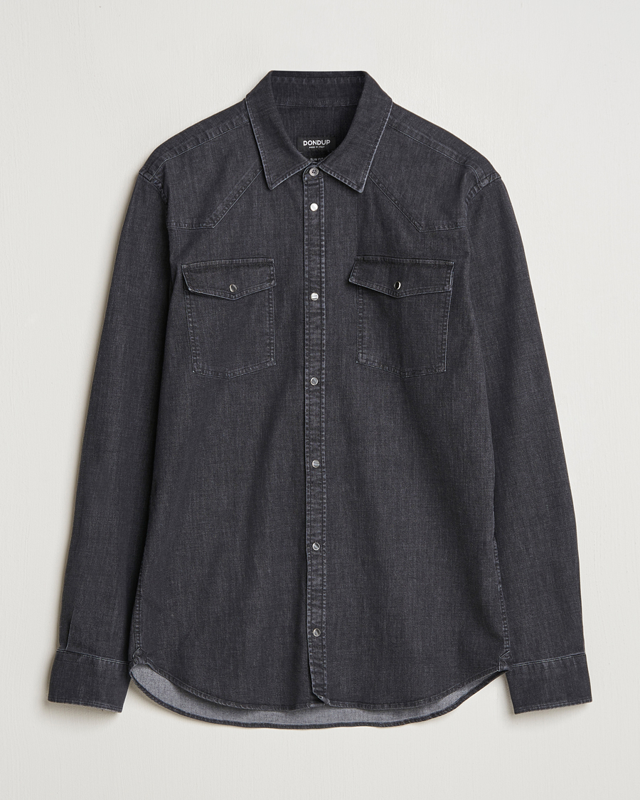 Men | Shirts | Dondup | Slim Fit Denim Shirt Washed Black