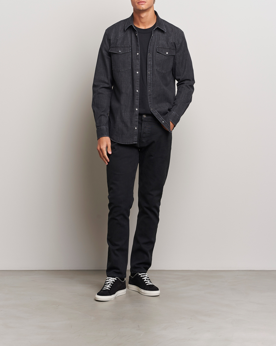 Men | Shirts | Dondup | Slim Fit Denim Shirt Washed Black