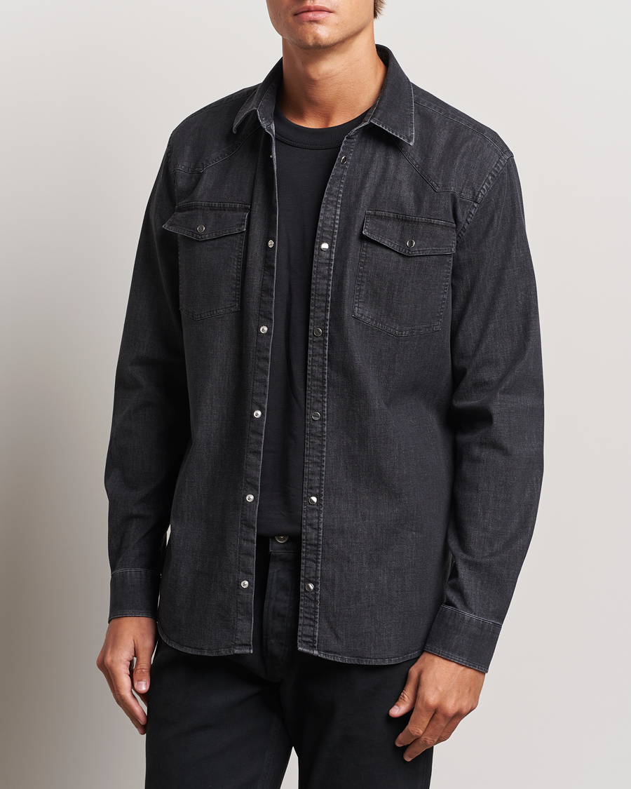 Men | Shirts | Dondup | Slim Fit Denim Shirt Washed Black