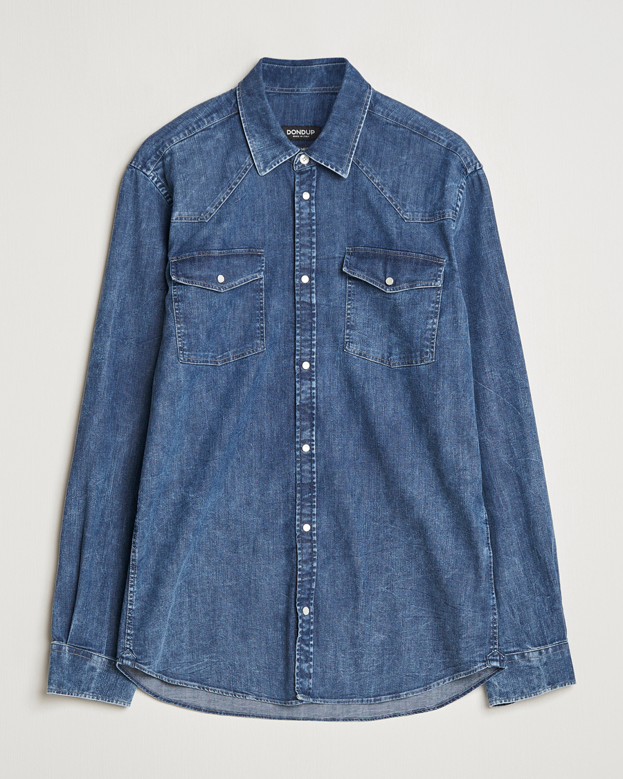 Men | Shirts | Dondup | Slim Fit Denim Shirt Medium Blue