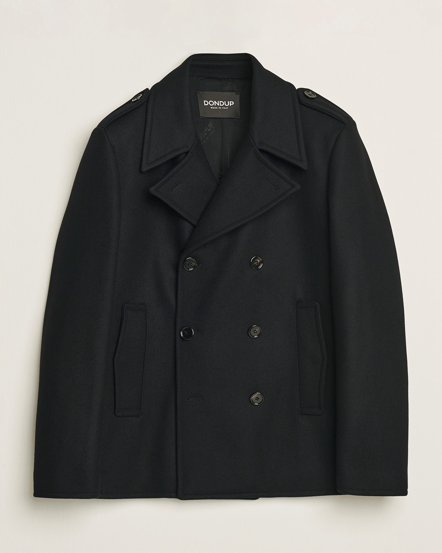 Men | Coats & Jackets | Dondup | Wool Peacoat Black