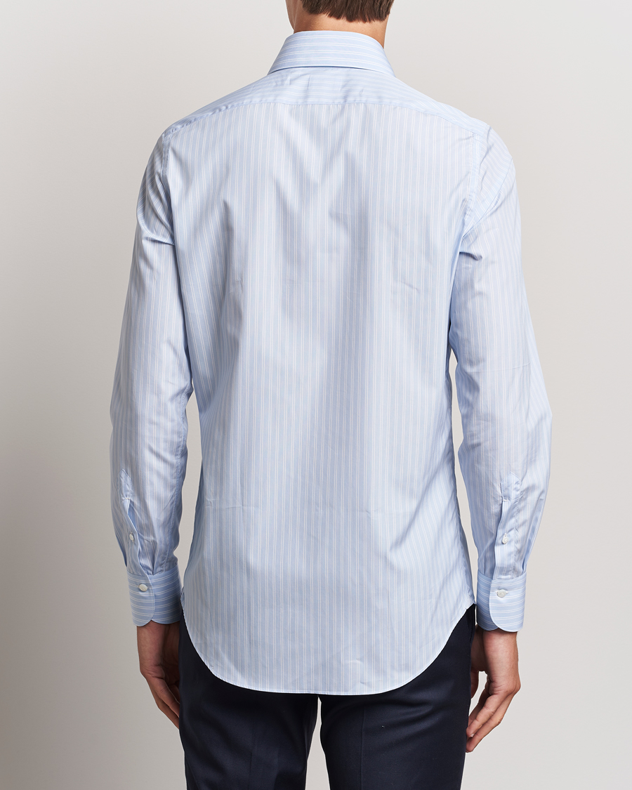 Men | Shirts | Finamore Napoli | Milano Slim Giza 170 Striped Dress Shirt Blue