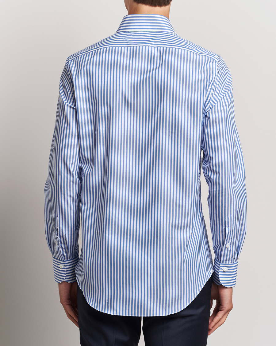 Men | Shirts | Finamore Napoli | Milano Slim Giza 170 Striped Dress Shirt Blue