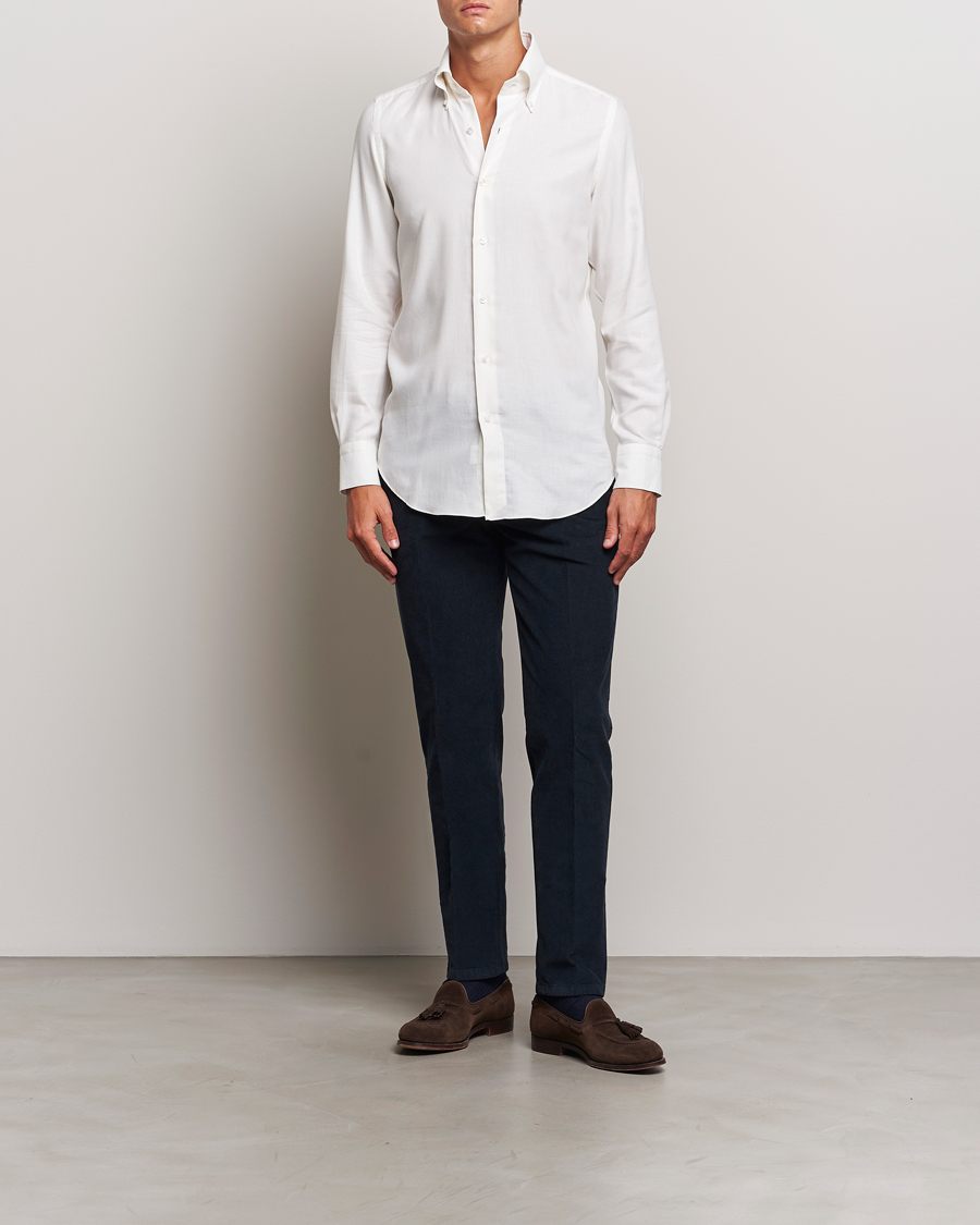 Men | Shirts | Finamore Napoli | Milano Slim Cashmere BD Shirt White