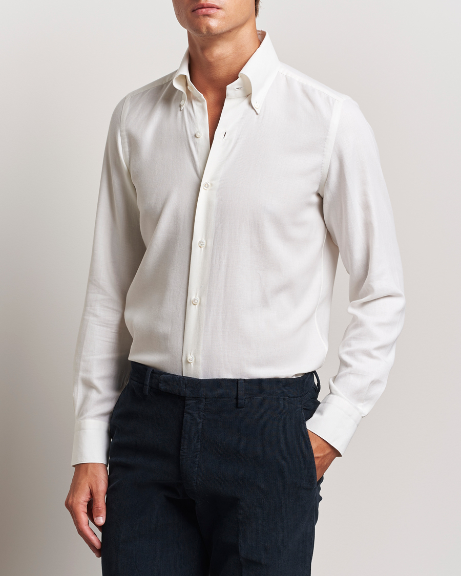 Men | Shirts | Finamore Napoli | Milano Slim Cashmere BD Shirt White