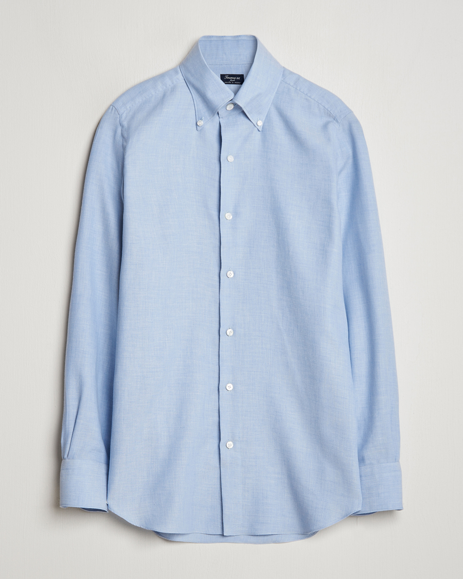 Men | Shirts | Finamore Napoli | Milano Slim Cashmere BD Shirt Light Blue