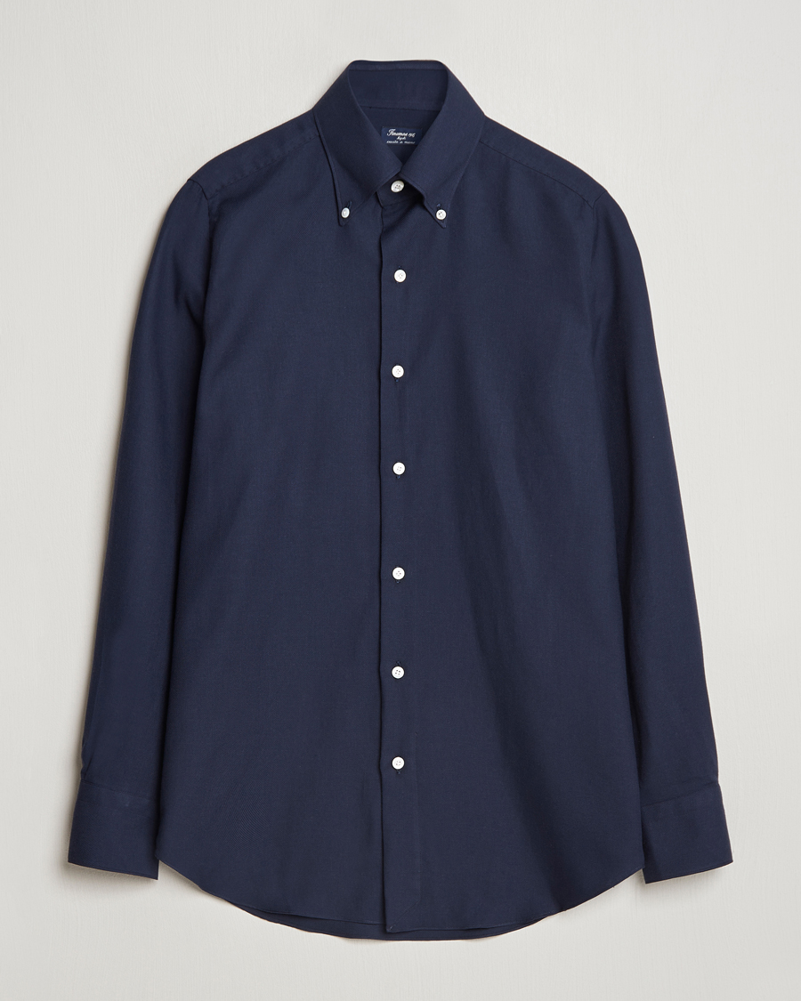 Men | Shirts | Finamore Napoli | Milano Slim Cashmere BD Shirt Navy