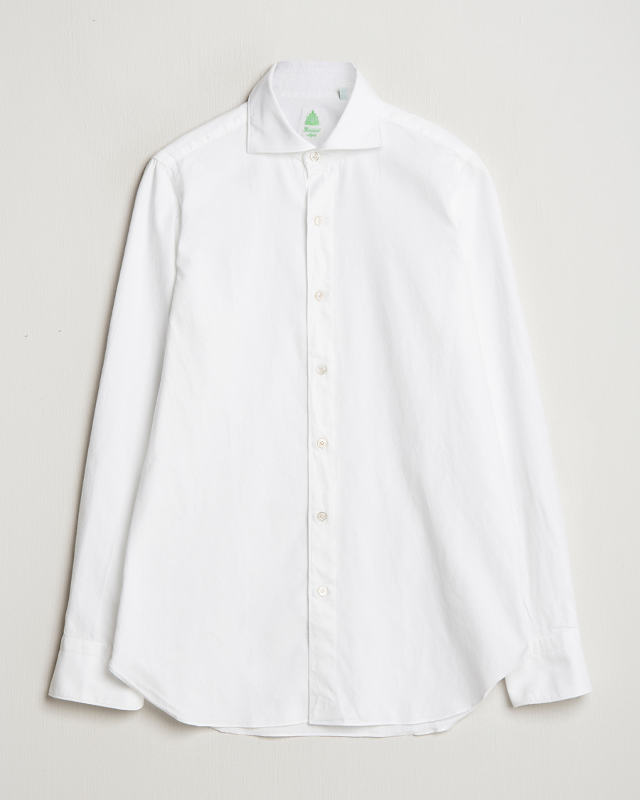 Men | Shirts | Finamore Napoli | Gaeta Flannel Shirt White