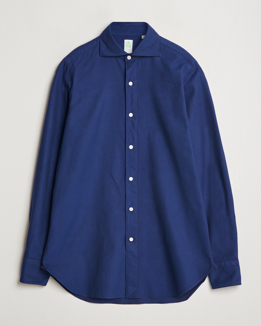 Men | Shirts | Finamore Napoli | Gaeta Flannel Shirt Navy
