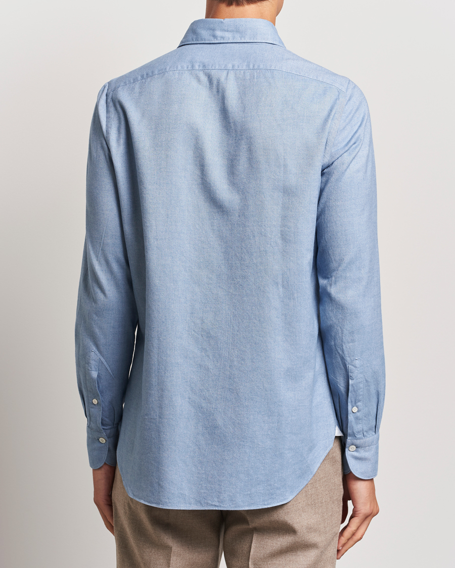 Men | Shirts | Finamore Napoli | Gaeta Flannel Shirt Light Blue