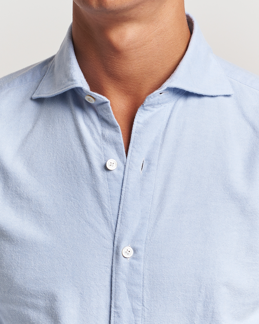 Men | Shirts | Finamore Napoli | Gaeta Brushed Oxford Shirt Light Blue
