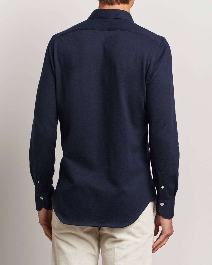 Men | Shirts | Finamore Napoli | Cotton/Cashmere Jersey Shirt Navy