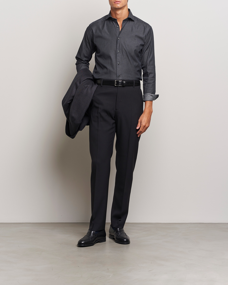 Men | Shirts | Eton | Slim Fit Stretch Denim Shirt Black