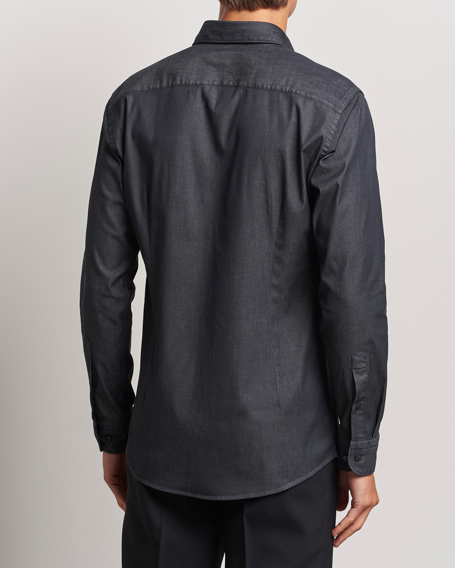 Men | Shirts | Eton | Slim Fit Stretch Denim Shirt Black