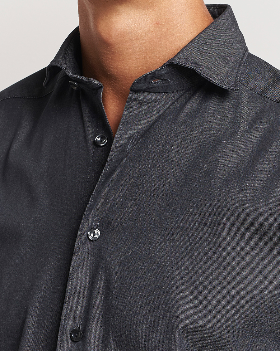 Men | Shirts | Eton | Slim Fit Stretch Denim Shirt Black