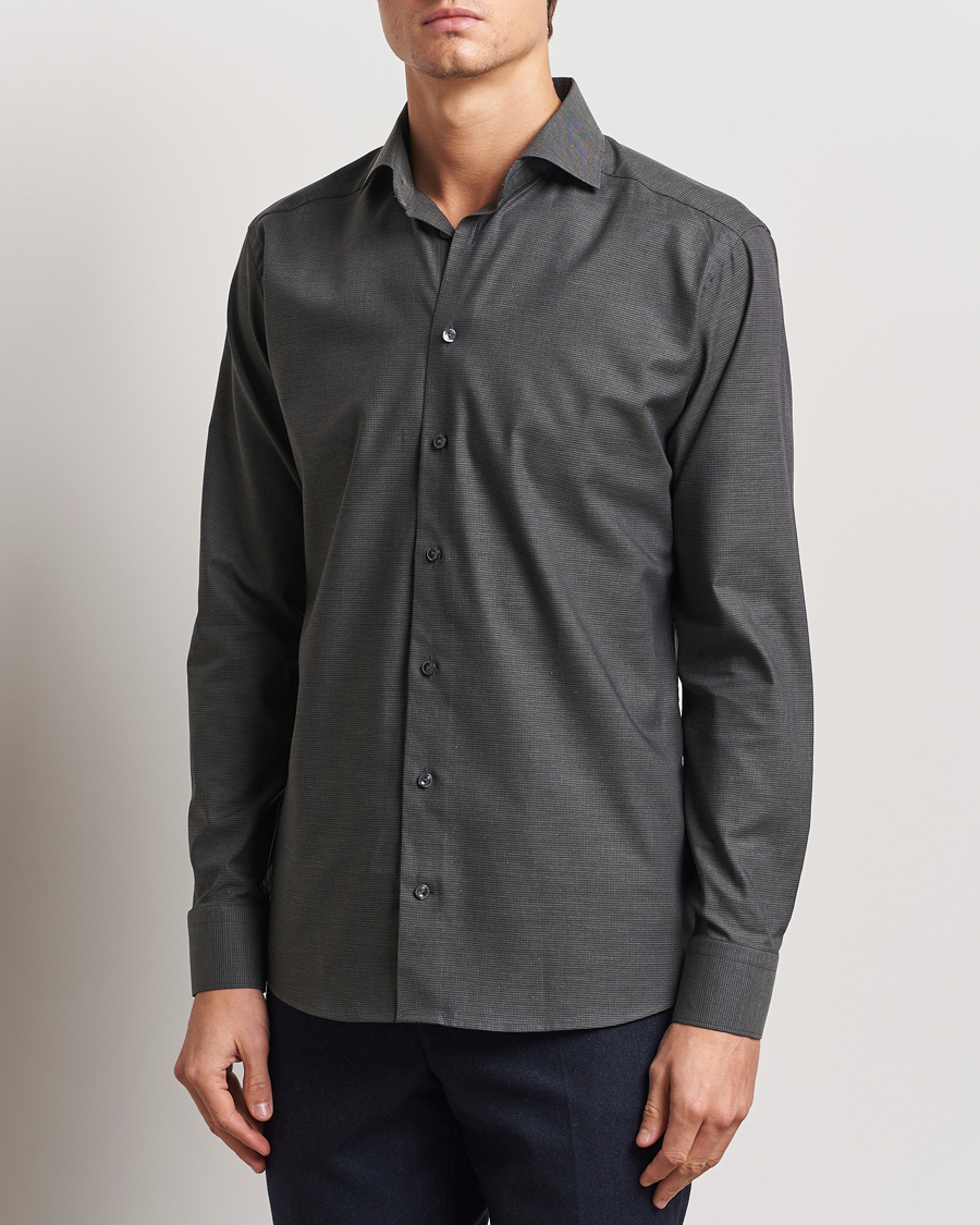 Men | Shirts | Eton | Slim Fit Wrinkle Free Flannel Pepita Shirt Green