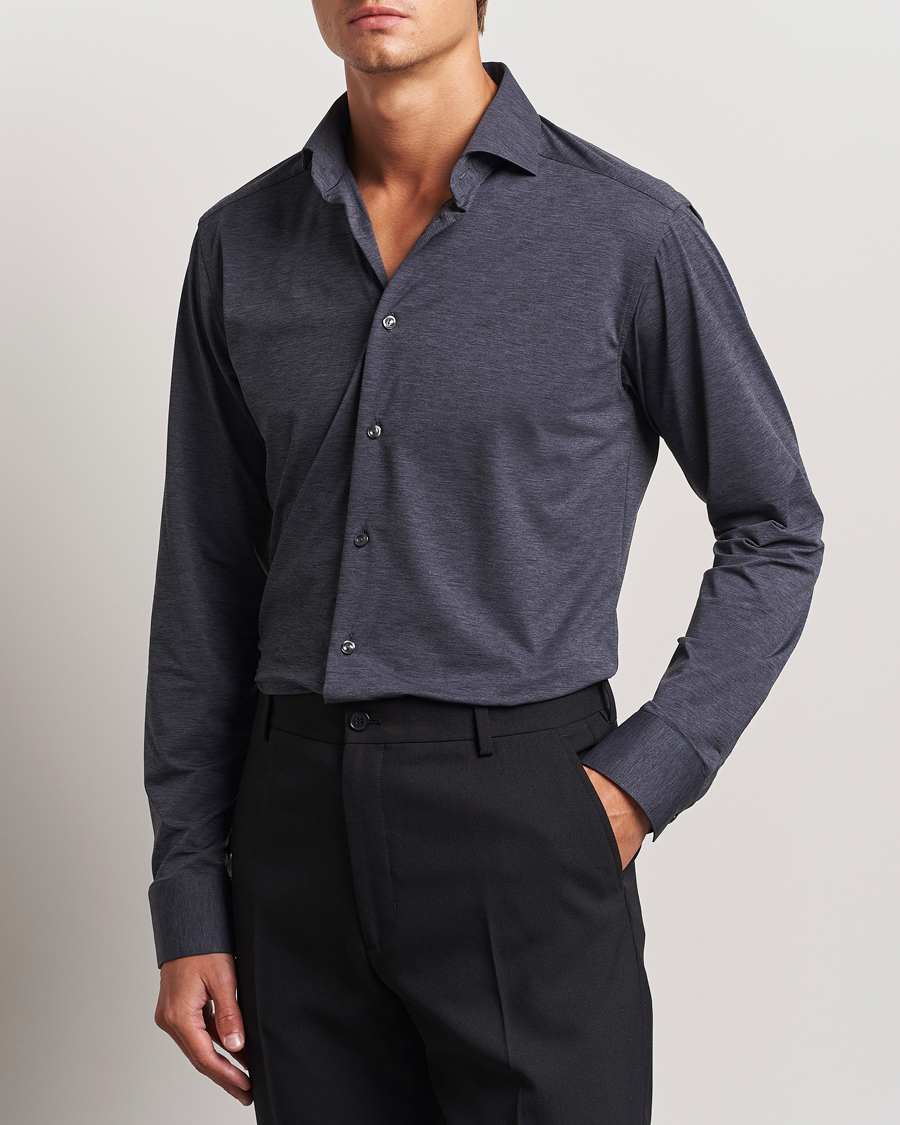 Men | Shirts | Eton | Slim Fit Four Way Stretch Shirt Dark Grey