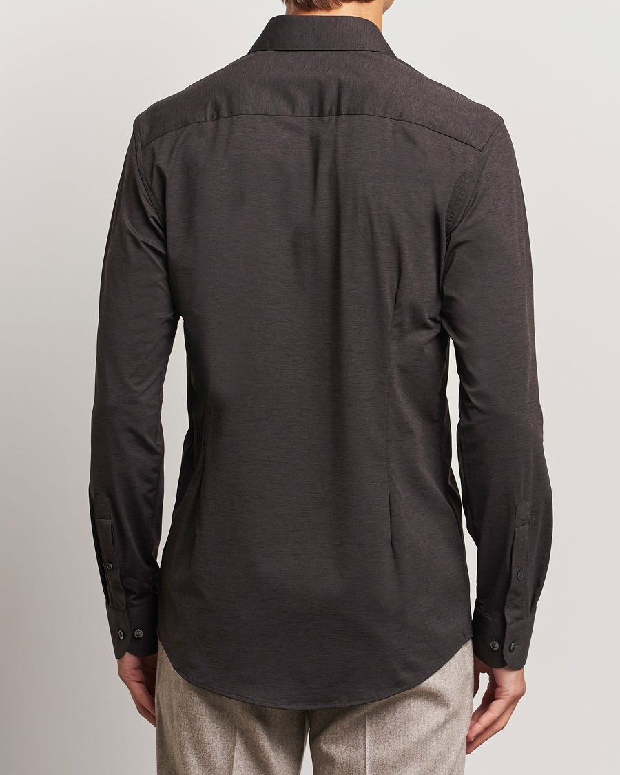 Men | Shirts | Eton | Slim Fit Four Way Stretch Shirt Dark Brown