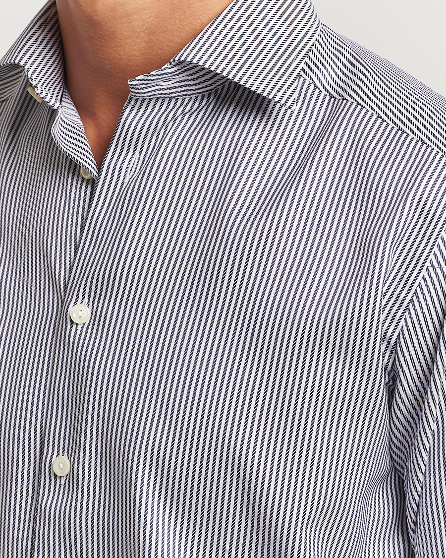 Men | Shirts | Eton | Slim Fit Signature Twill Striped Shirt Grey/White