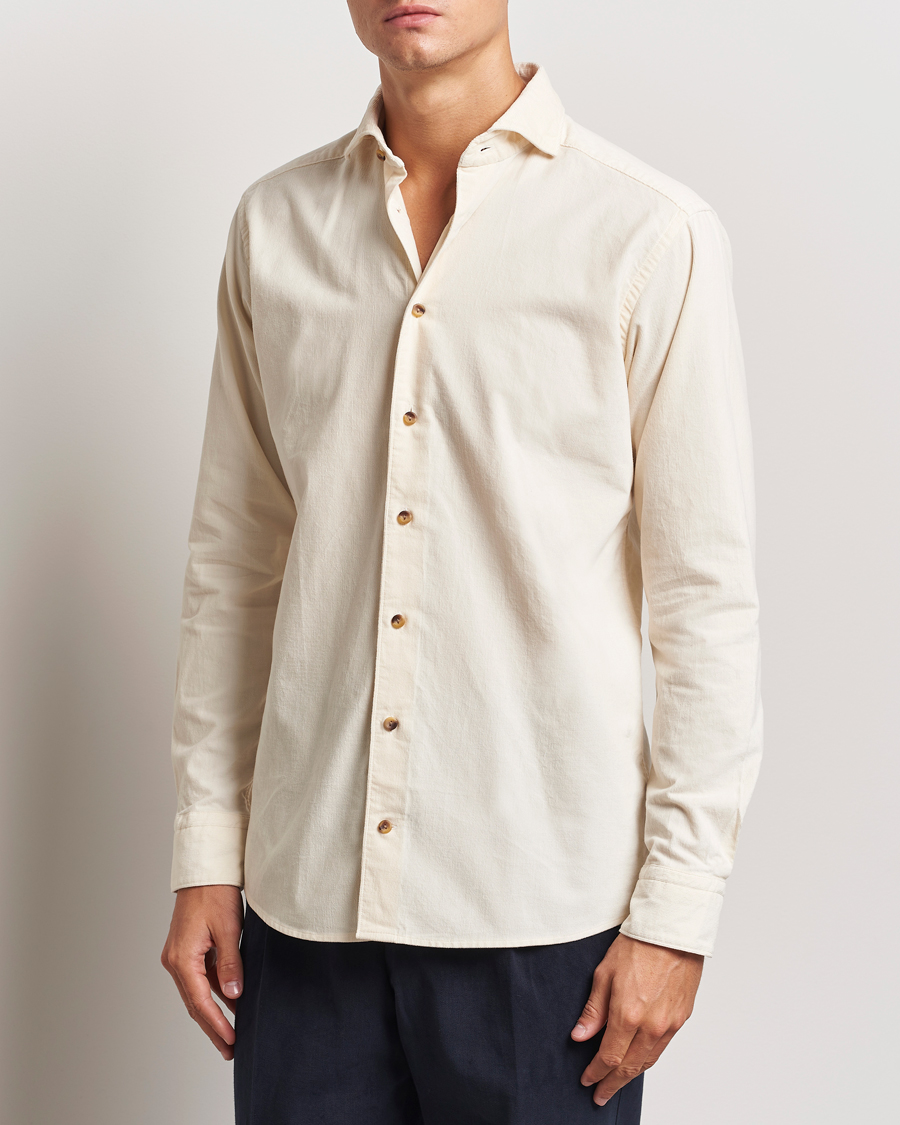 Men | Shirts | Eton | Slim Fit Fine Wale Corduroy Shirt Off White