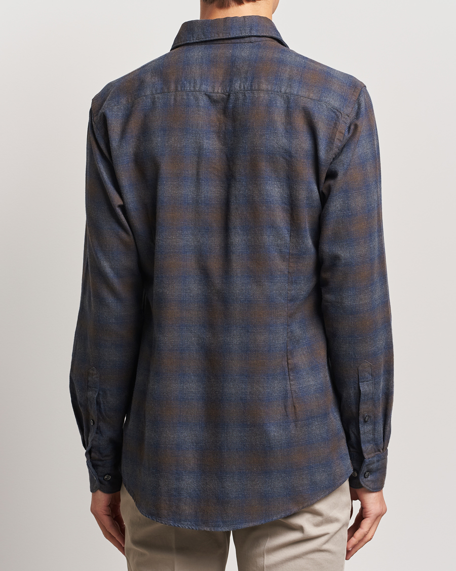 Men | Shirts | Eton | Slim Fit Checked Flannel Shirt Navy Blue