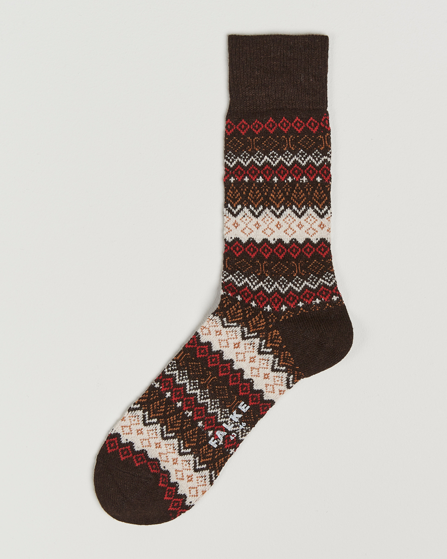 Men | Underwear & Socks | Falke | Aspen Fairisle Socks Dark Brown