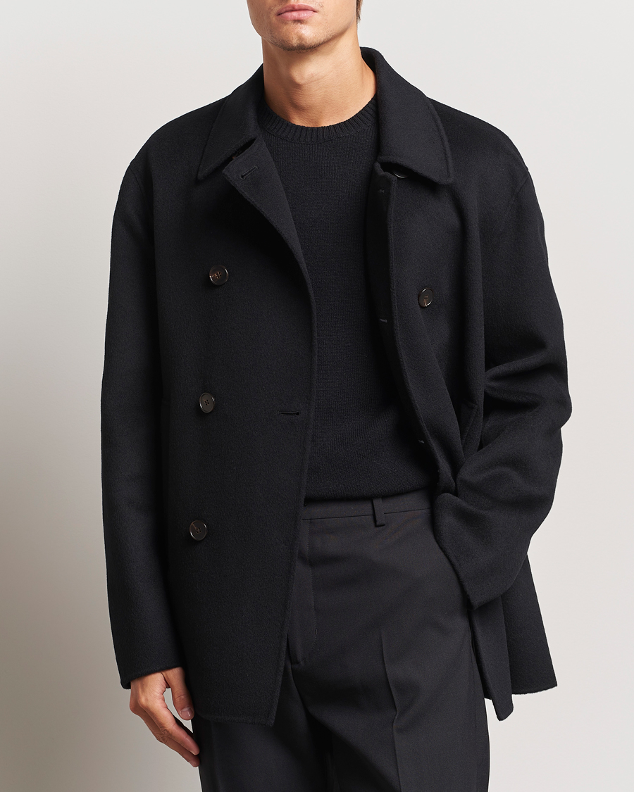 Men | Coats & Jackets | Filippa K | Double Faced Wool Peacoat Black