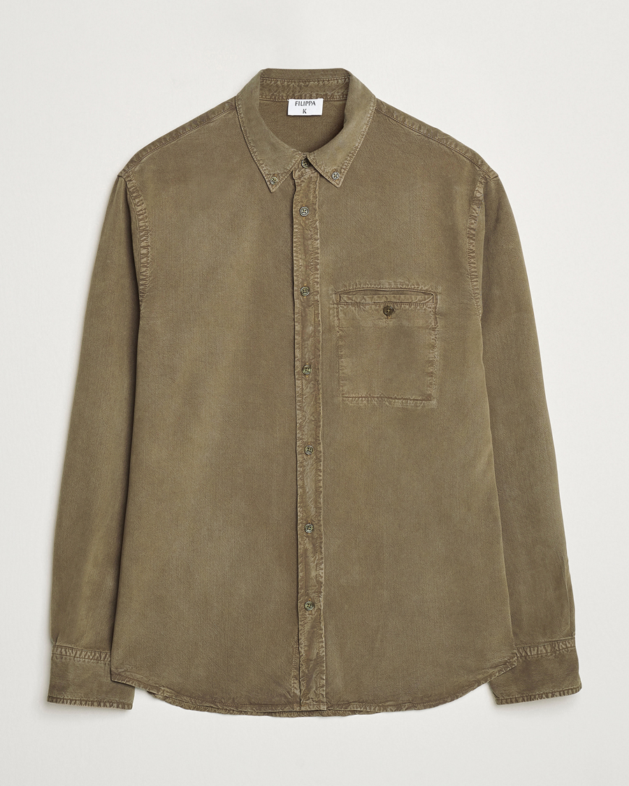 Men | Shirts | Filippa K | Zachary Lyocell Shirt Dark Sage