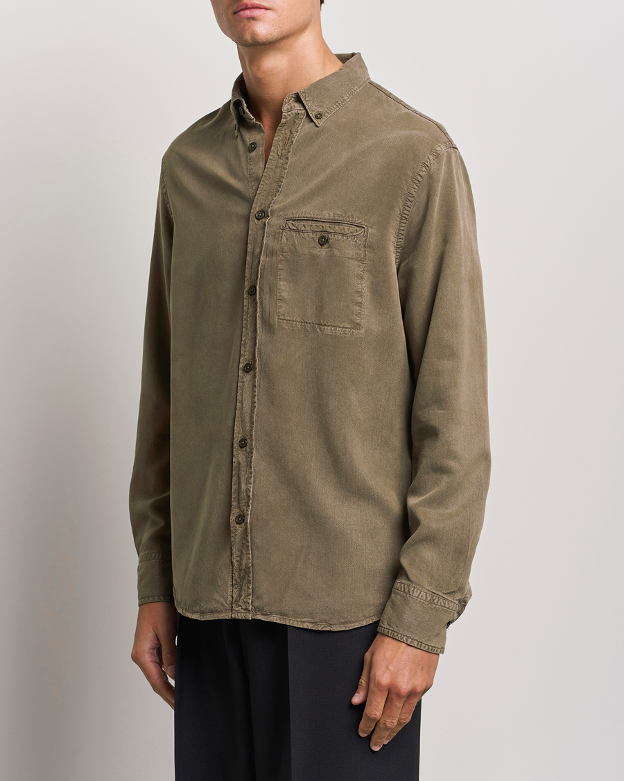 Men | Shirts | Filippa K | Zachary Lyocell Shirt Dark Sage