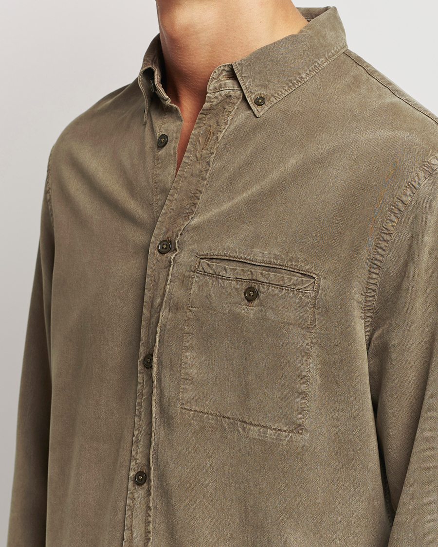 Men | Shirts | Filippa K | Zachary Lyocell Shirt Dark Sage