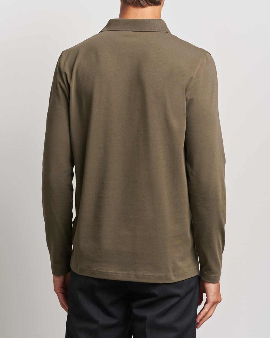 Men | Sweaters & Knitwear | Filippa K | Luke Lycra Poloshirt Dark Sage