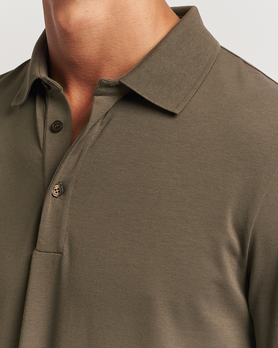Men | Sweaters & Knitwear | Filippa K | Luke Lycra Poloshirt Dark Sage