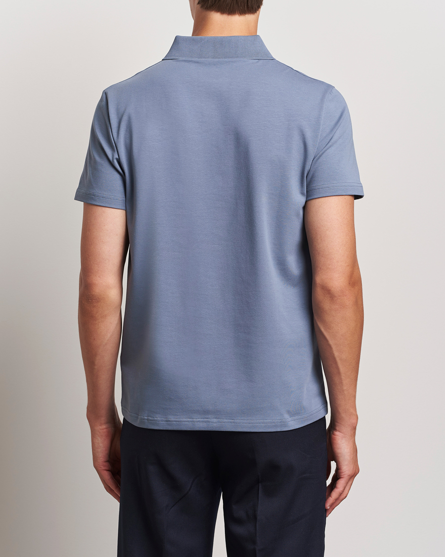 Men | Polo Shirts | Filippa K | Soft Lycra Polo T-Shirt Grey Blue