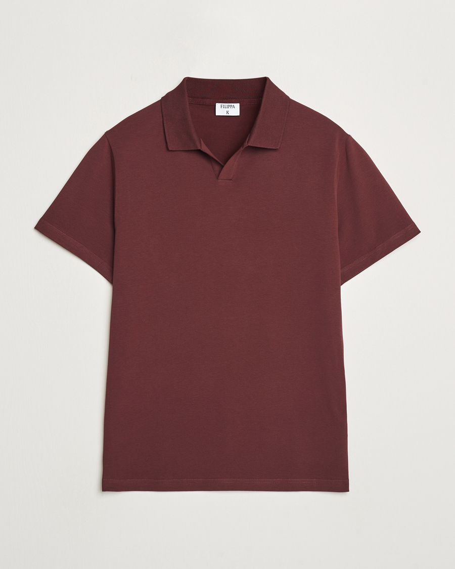Men | Polo Shirts | Filippa K | Soft Lycra Polo T-Shirt Mahogany Brown
