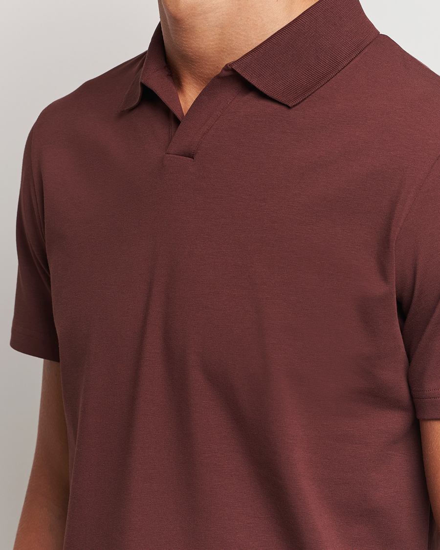 Men | Polo Shirts | Filippa K | Soft Lycra Polo T-Shirt Mahogany Brown