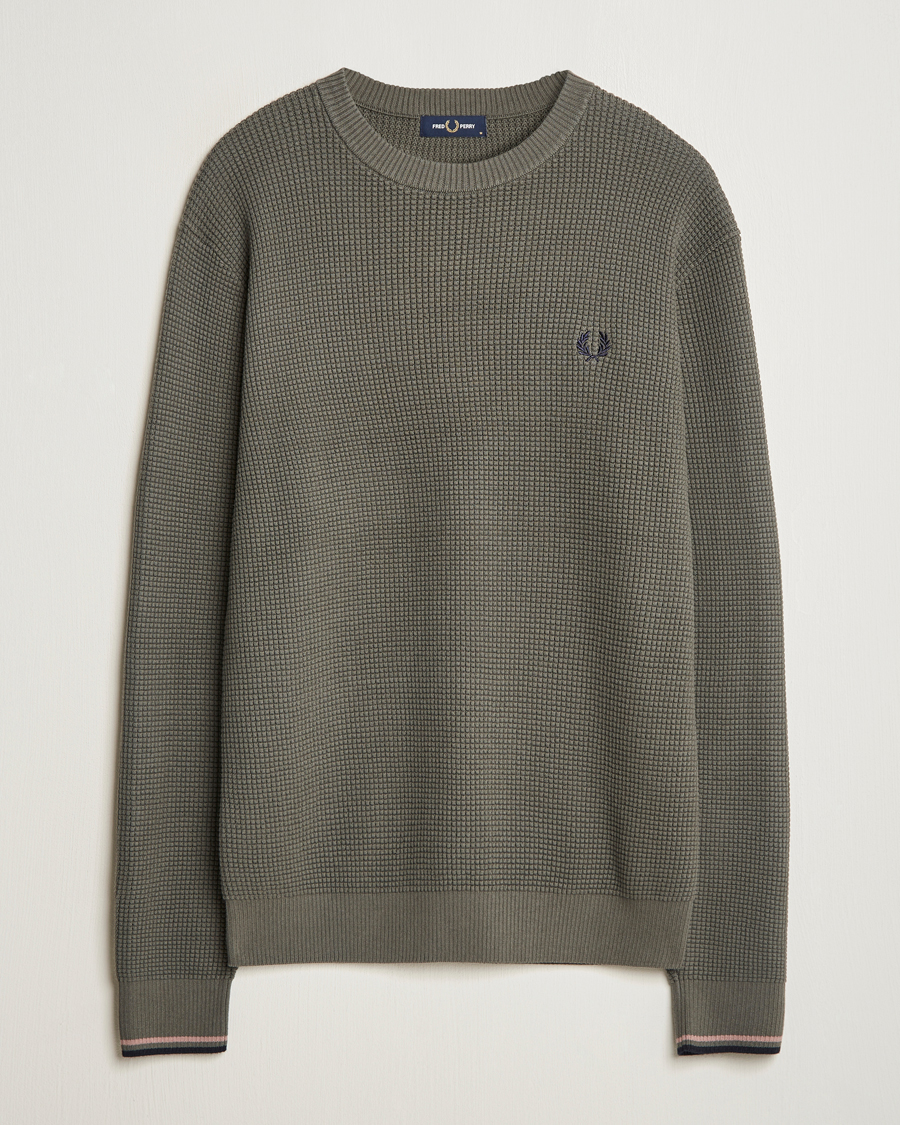 Men | Sweaters & Knitwear | Fred Perry | Waffle Stitch Jumper Field Green