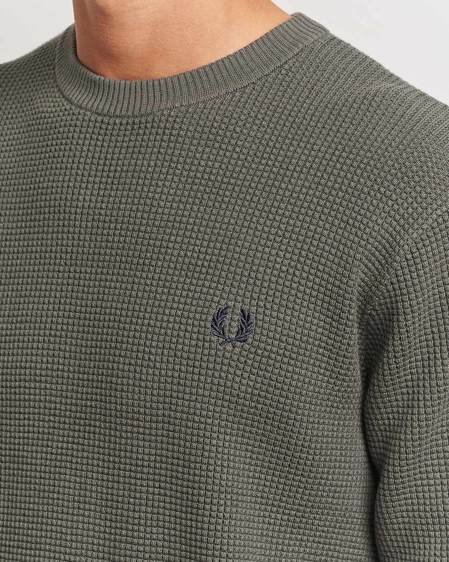 Men | Sweaters & Knitwear | Fred Perry | Waffle Stitch Jumper Field Green