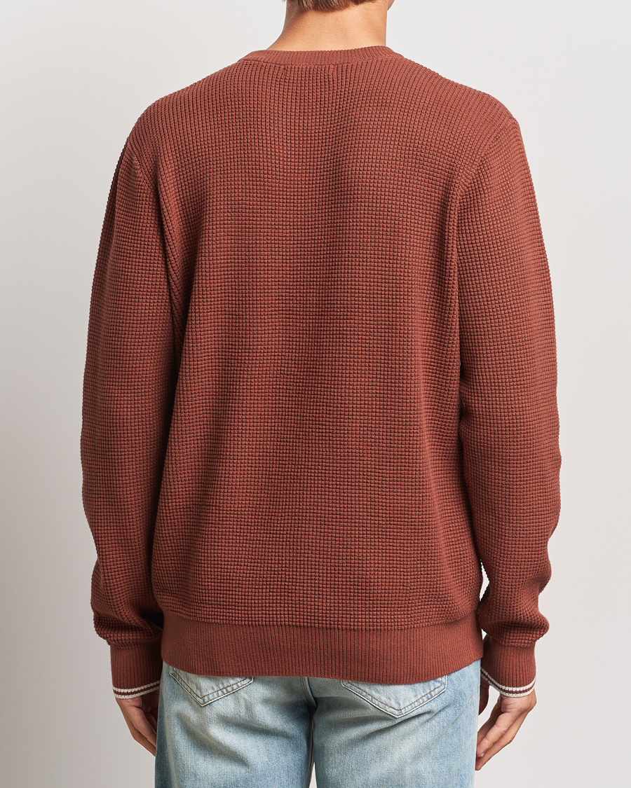 Men | Sweaters & Knitwear | Fred Perry | Waffle Stitch Jumper Whiskey Brown