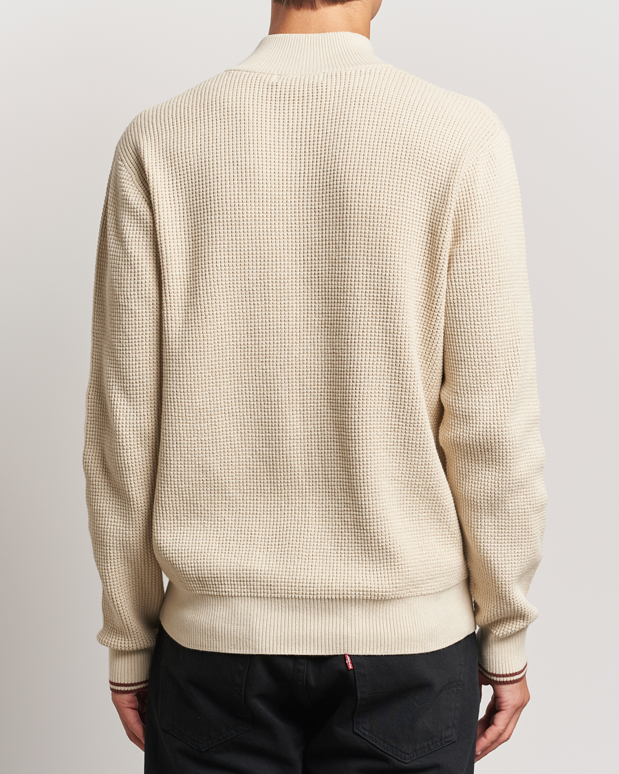 Men | Sweaters & Knitwear | Fred Perry | Waffle Stitch Half Zip Oatmeal