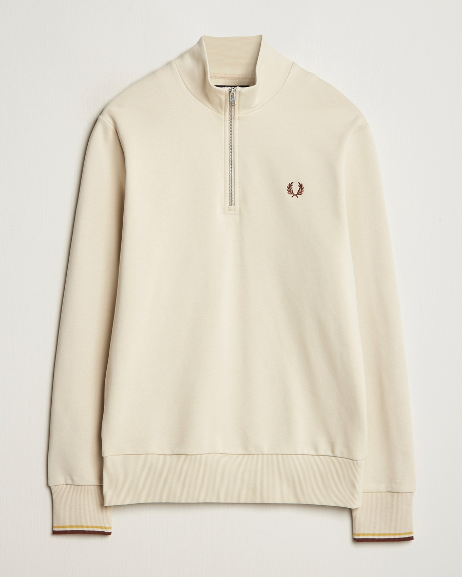 Men | Sweaters & Knitwear | Fred Perry | Half Zip Sweatshirt Oatmeal