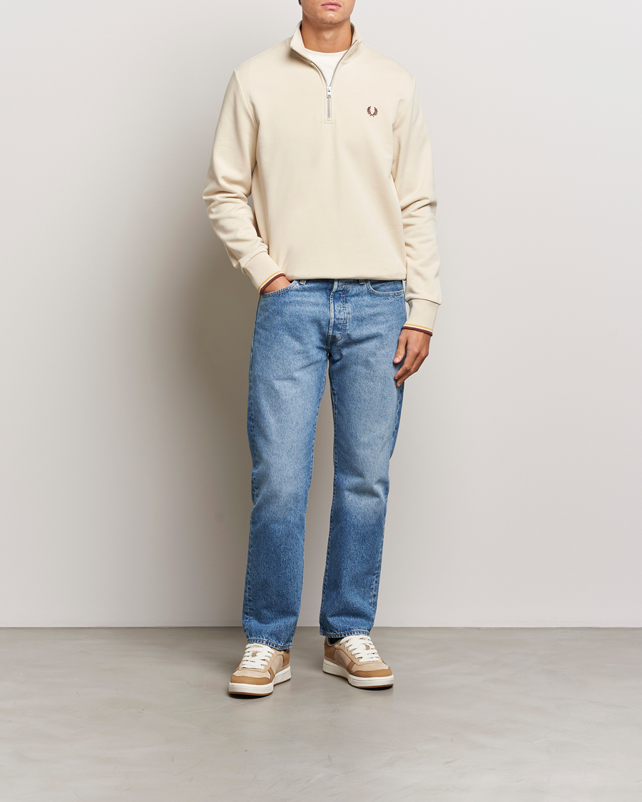 Men | Sweaters & Knitwear | Fred Perry | Half Zip Sweatshirt Oatmeal
