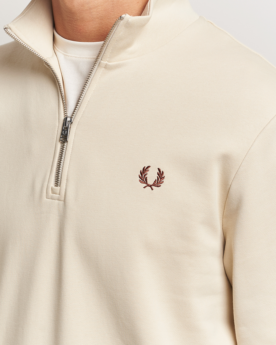 Men | Sweaters & Knitwear | Fred Perry | Half Zip Sweatshirt Oatmeal